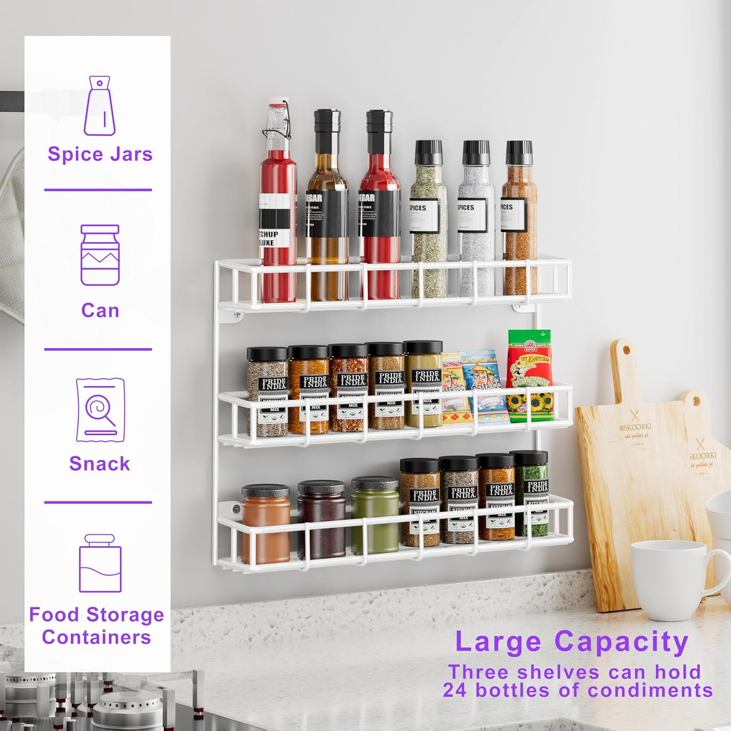 Mint Pantry® 2-Tier Wall Mount Spice Rack Organizer For Kitchen Pantry ...