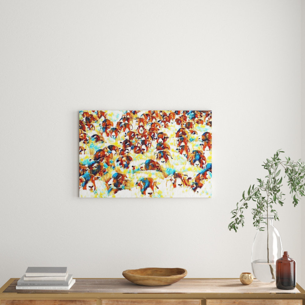 Flock of Sheep Art - Wrapped Canvas