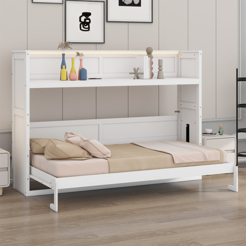 Lit escamotable avec bureau, lumière DEL et station de charge USB