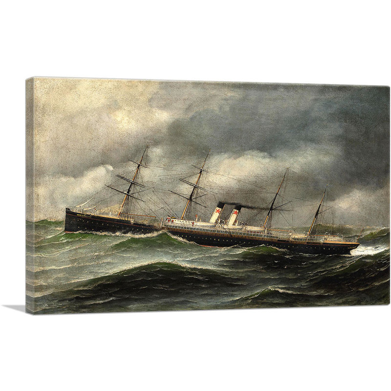 S.S. Westernland par Antonio Jacobsen - reproduction d'art sur toile tendue, H 18 po x l 26 po x P 1,5 po