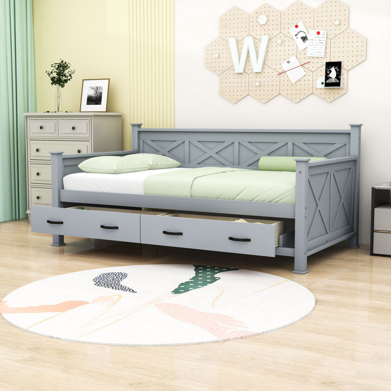 Lustick Twin Daybed with Drawers, Gray