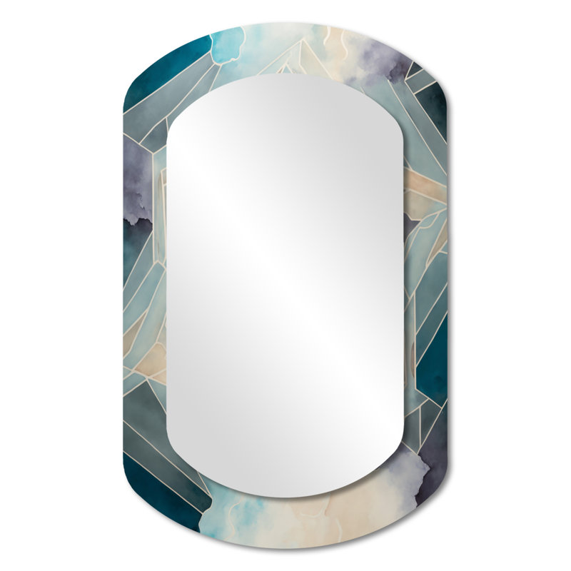 Fondamentaux motifs sacrés géométrie VII - miroir cylindrique géométrique, miroir mural asymétrique beige, art imprimé en métal