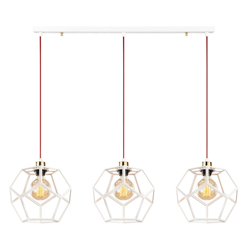 Luminaire suspendu géométrique à 3 lumières pour îlot de cuisine Haxby, Blanc
