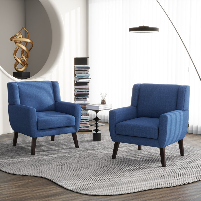 Jaqueze 73.7Cm Wide Armchair, Blue Polyester Blend/Linen