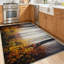 Tapis intérieur jaune lavable à la machine, motif paysage symétrique surréaliste-113416293