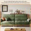 110.24"Green linen-blend loveseat with throw pillows