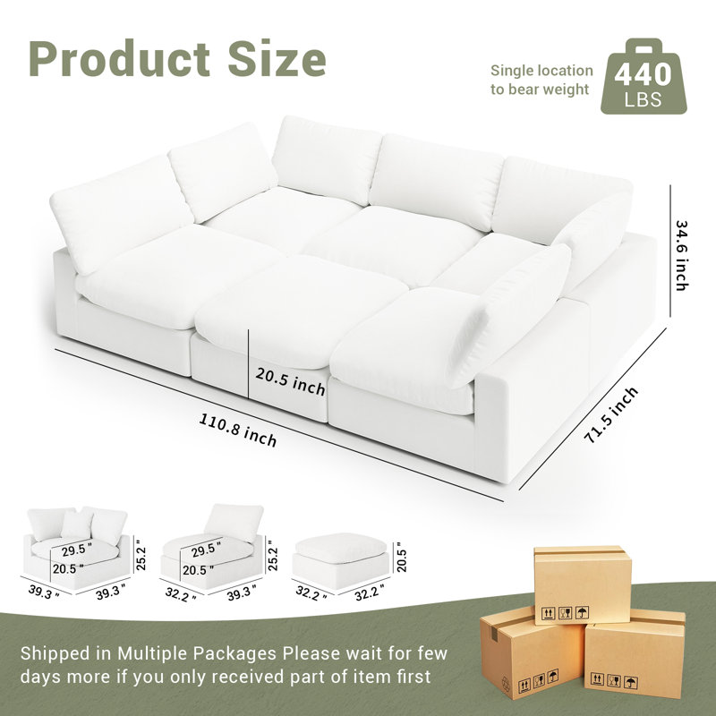 Canapé modulaire surdimensionné Cloud, Polyester blanc