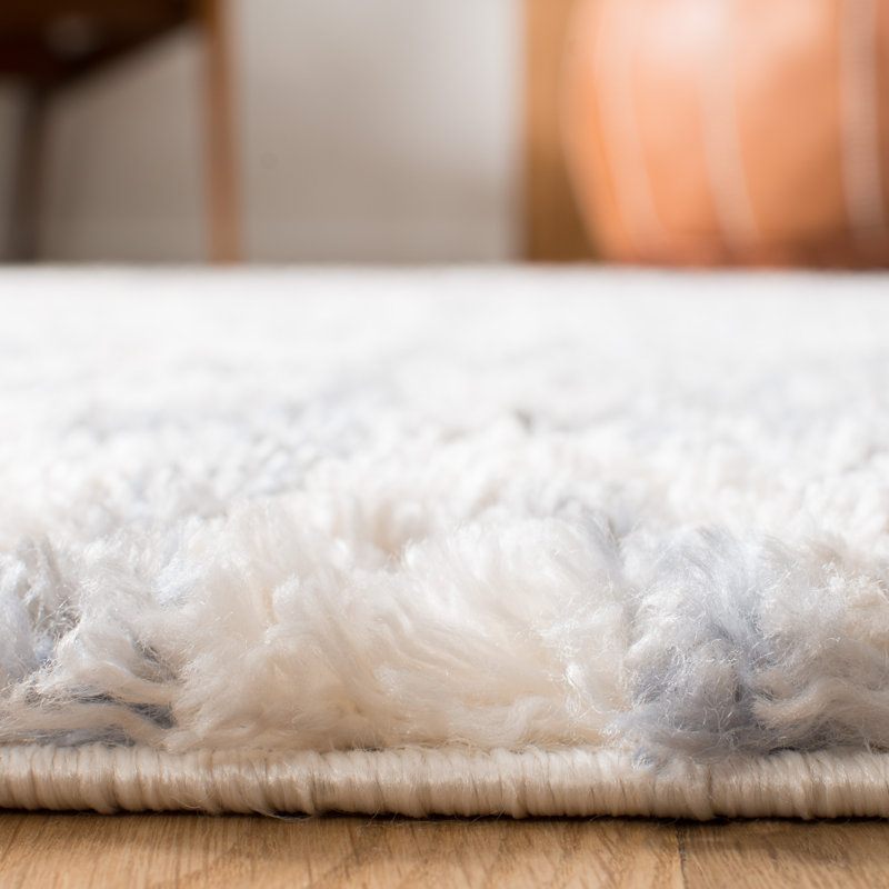 Triplett Fringe Shag Cream/Grey Area Rug, Rectangle 5'3" x 7'6"