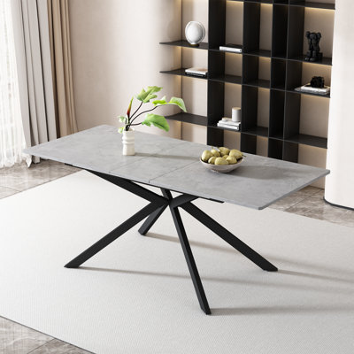 Extendable Dining Table Black With Desktop