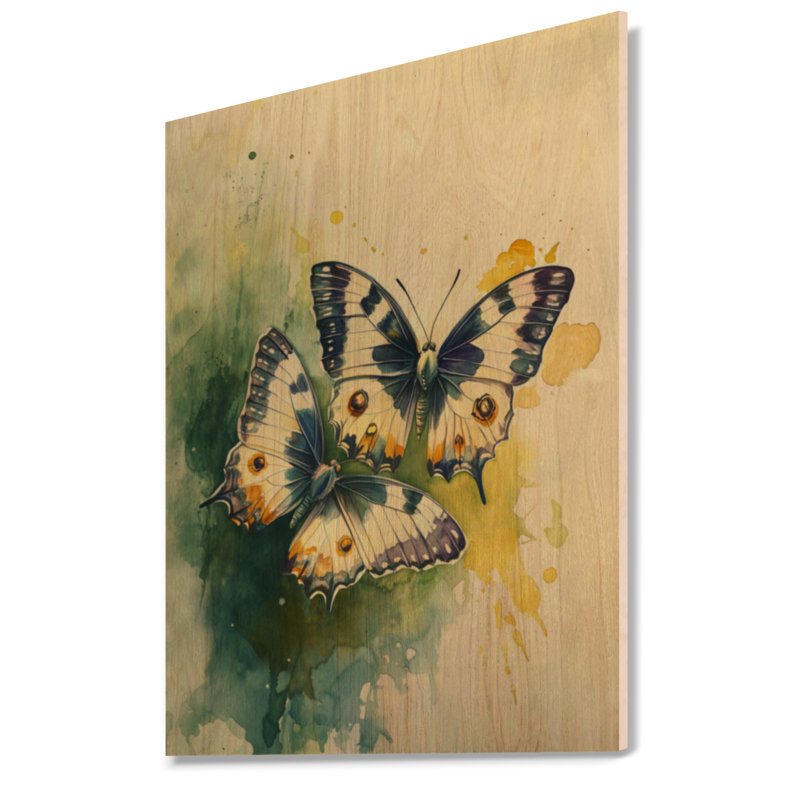 Duo de papillons de jardin - Décoration murale en bois de papillons, 40" H x 30" W, Rectangulaire