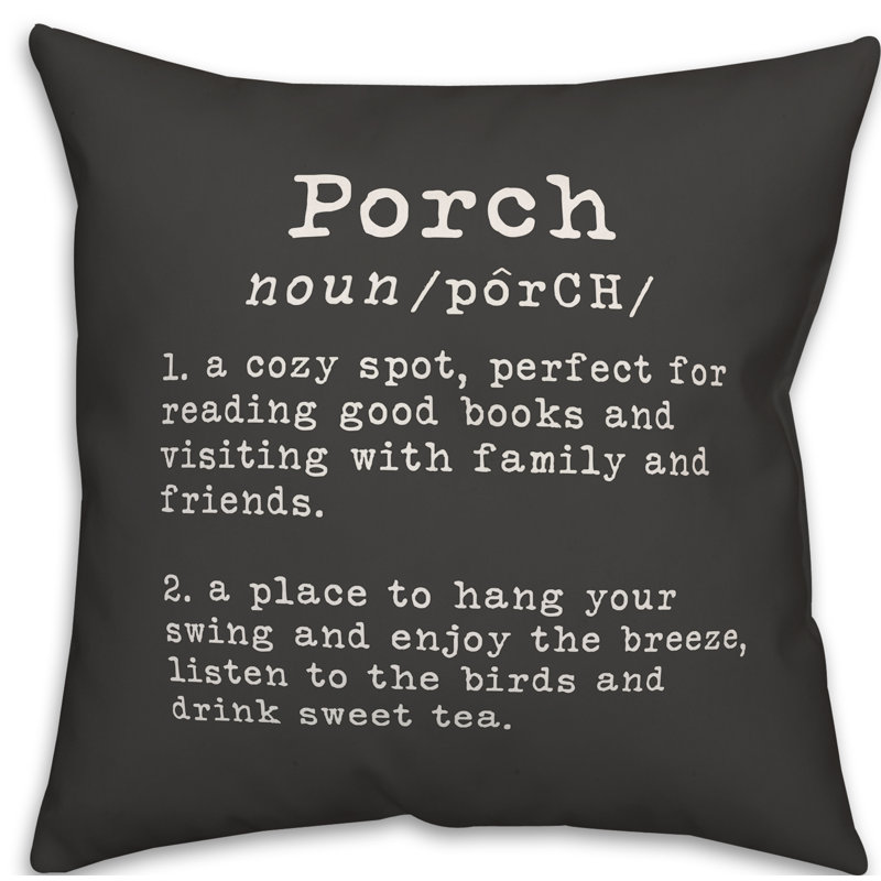 Textual Outdoor Throw Pillow, Black/White, 18" H x 18" W