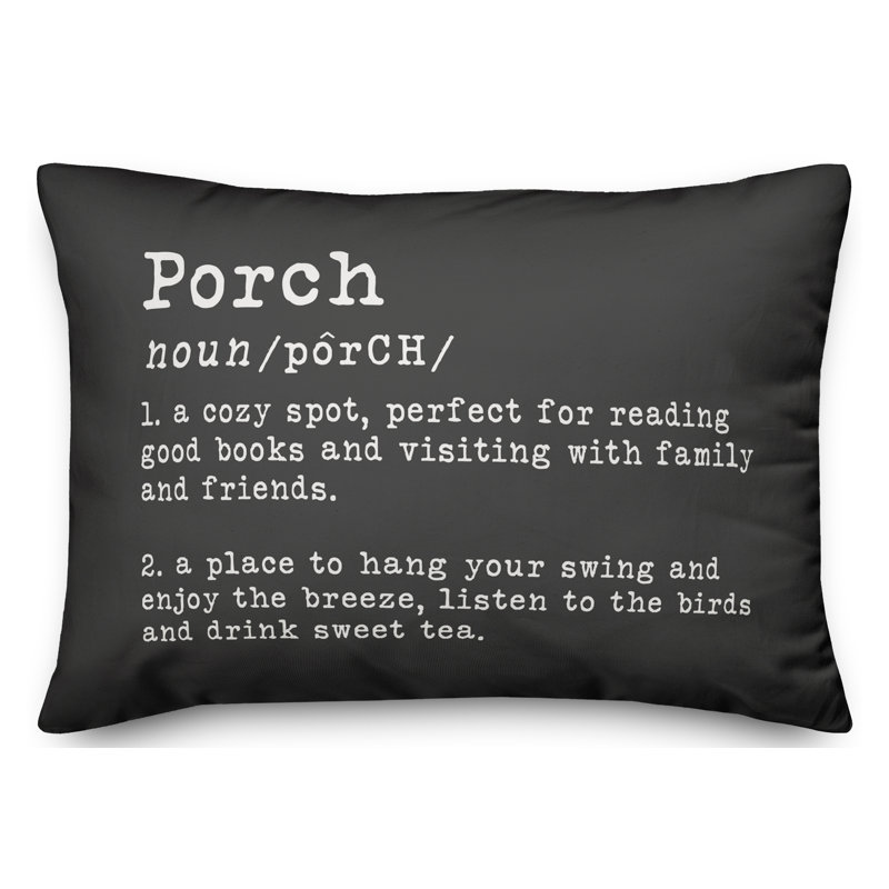 Textual Outdoor Throw Pillow, Charcoal