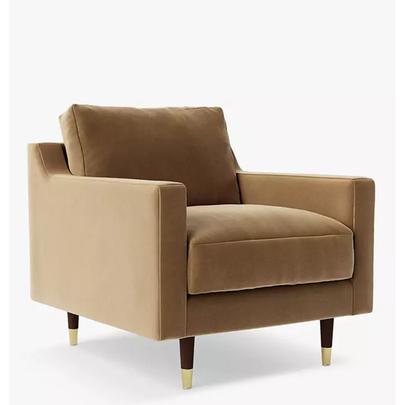Chaise d'appoint en bois et velours beige