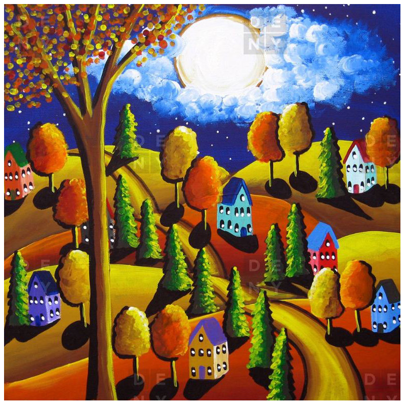Rideau de douche simple automne night Faustine