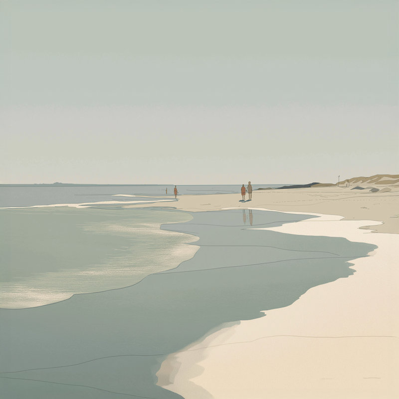 Peaceful Walk - Coastal, H 24 po x l 24 po, Noir