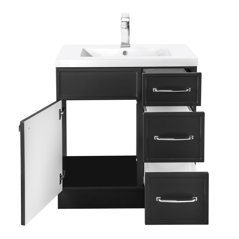 Ensemble de meuble-lavabo simple Manhattan, Noir, Chrome chrome, 30"