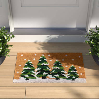 Northlight Brown and White Snowman Let it Snow Rectangular Coir Christmas  Doormat 18 x 30