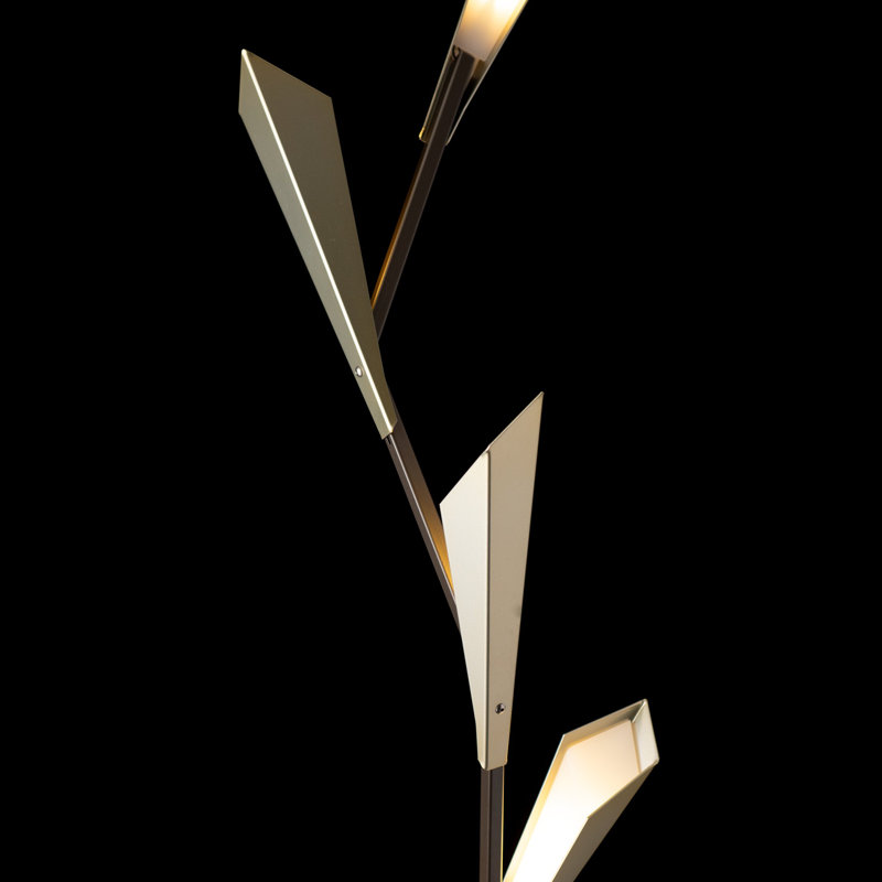 Quill LED Torchiere Floor Lamp By David Martin, Dark Smoke, Modern Brass