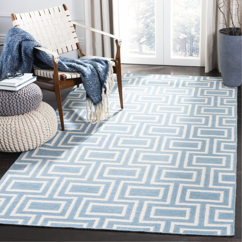 Tapis géométrique en laine et coton tissé à la main Rodgers, Rectangle 6 pi x 9 pi