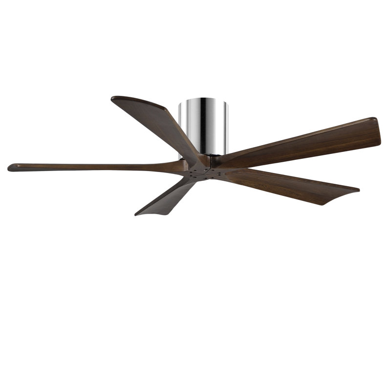 Ventilateur à pales encastré 5 pales Irene, Chrome poli, 52", Ton noyer