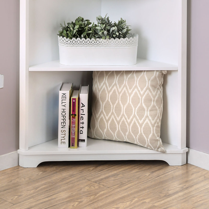 Metter Corner Bookcase, White