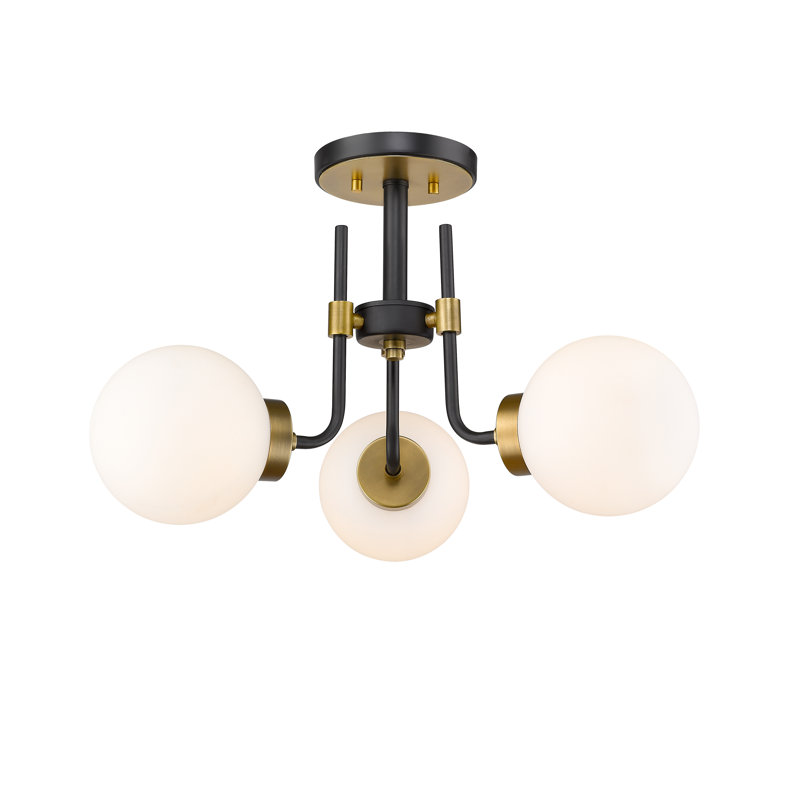 Emond Glass Semi Flush Mount, Olde Brass, Opal