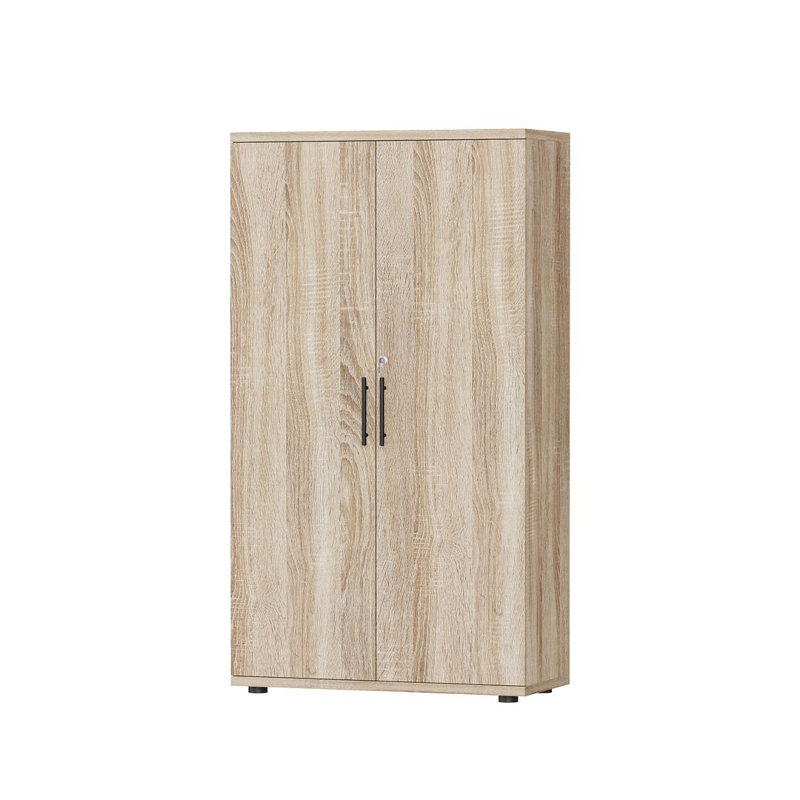 Wooden Storage Cabinet with Lock, 2 Door 2 Shelf Storage File, Utility, Garage Tool, Cabinet, Sonoma Oak