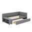 Lit plateforme simple tapissier en forme de L avec tiroirs-158664006