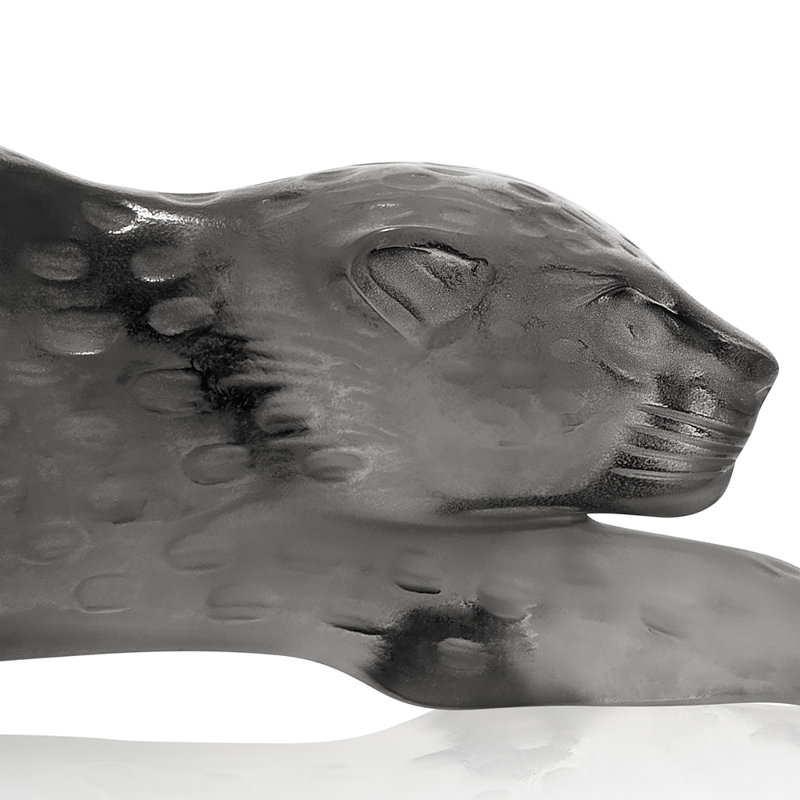 Zeila Panther Figurine, Gray, 4.33" H x 14.37" W x 2.95" D