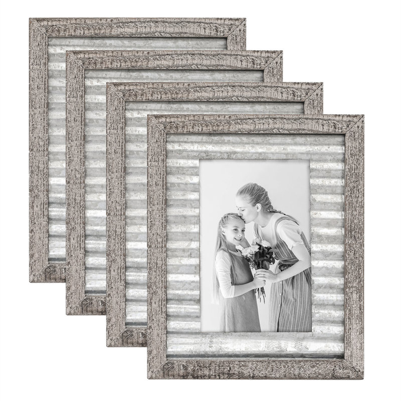 Cadre photo - ensemble de 4, Blanc / gris