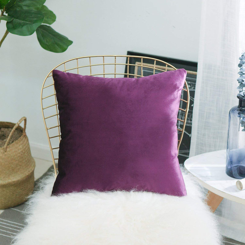 Housse de coussin en velours uni, Rosé, H 12 po x l 20 po