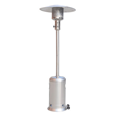 Chauffe-terrasse extérieur au propane en acier inoxydable avec brûleur au propane 47 000, à gaz 88 pouces à l'extérieur avec roues portatives pour le jardin, la cour, la fête - SS et la cour de restaurant résidentielle