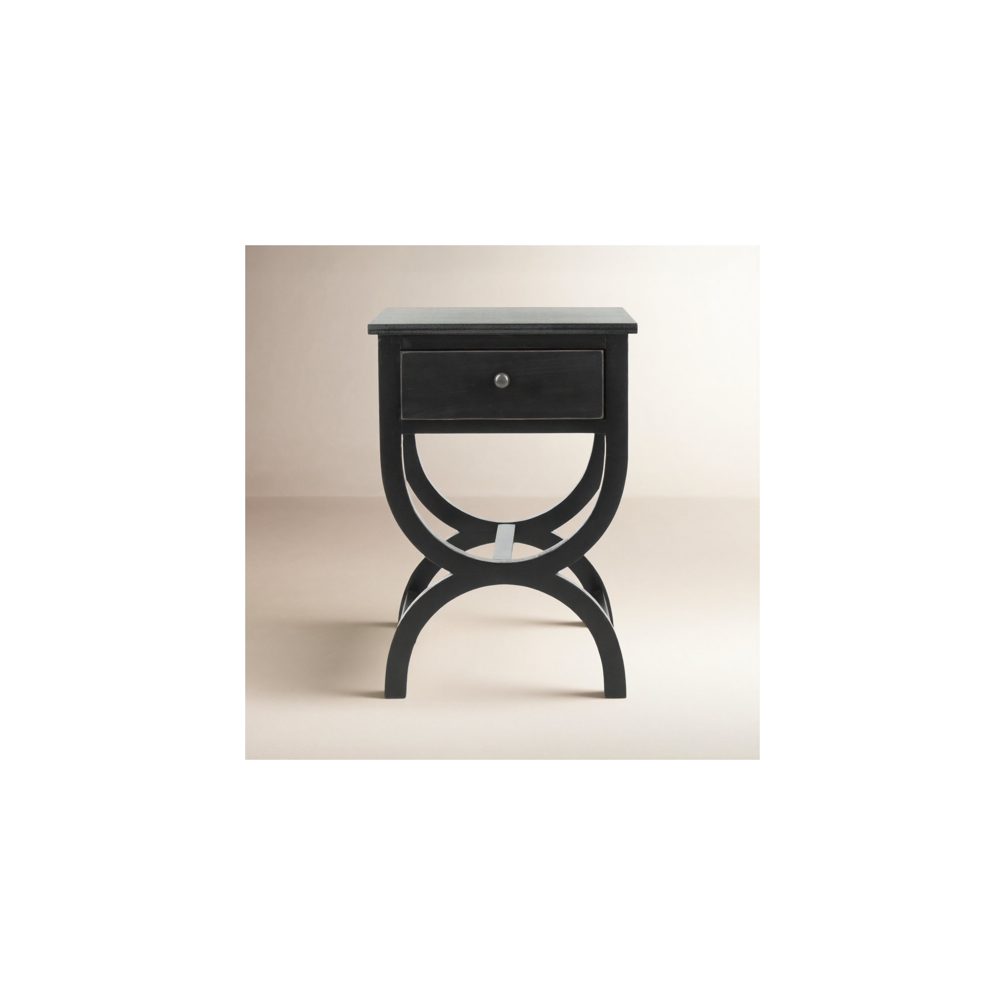 Floris End Table With Storage, Black