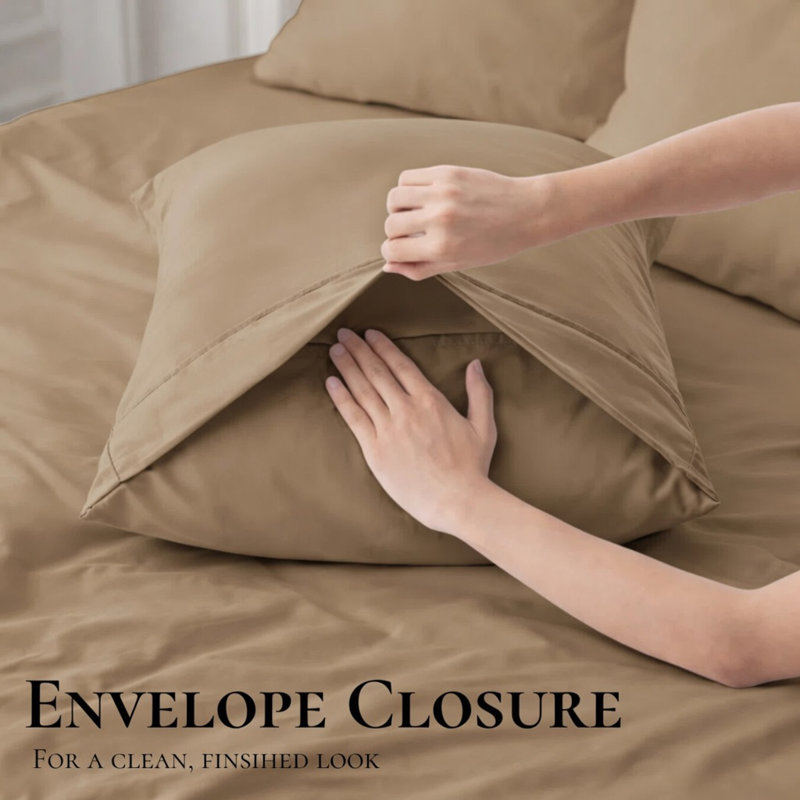 Ultra Soft Bamboo Sheet Set - 4 Pc Set - Wrinkle Resistant - Cooling Sheets with Deep Pockets, Dark Khaki