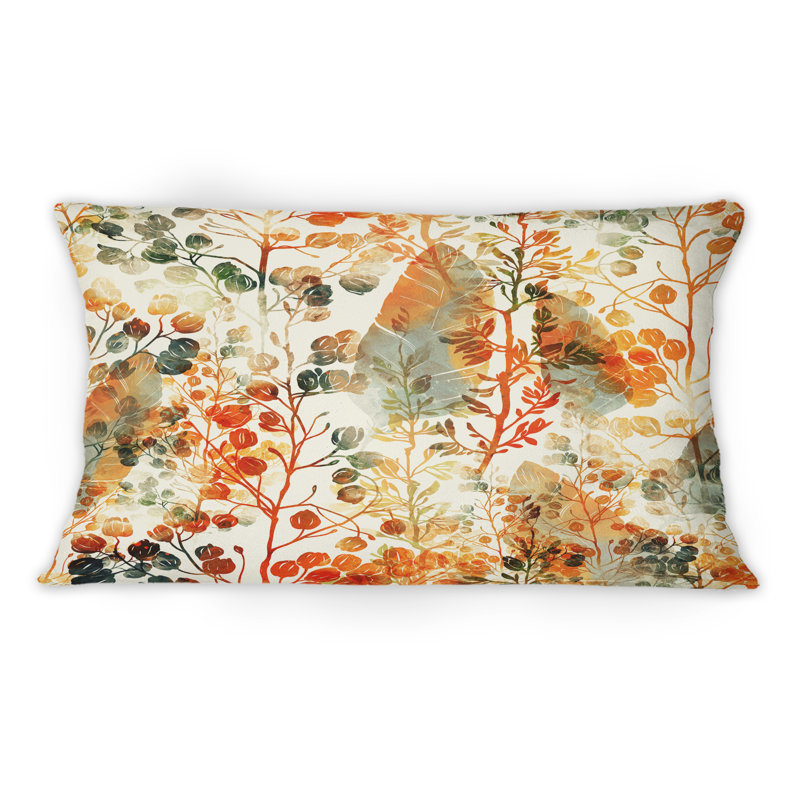 Herbe et plumes en couleurs d'automne - coussin décoratif traditionnel imprimé