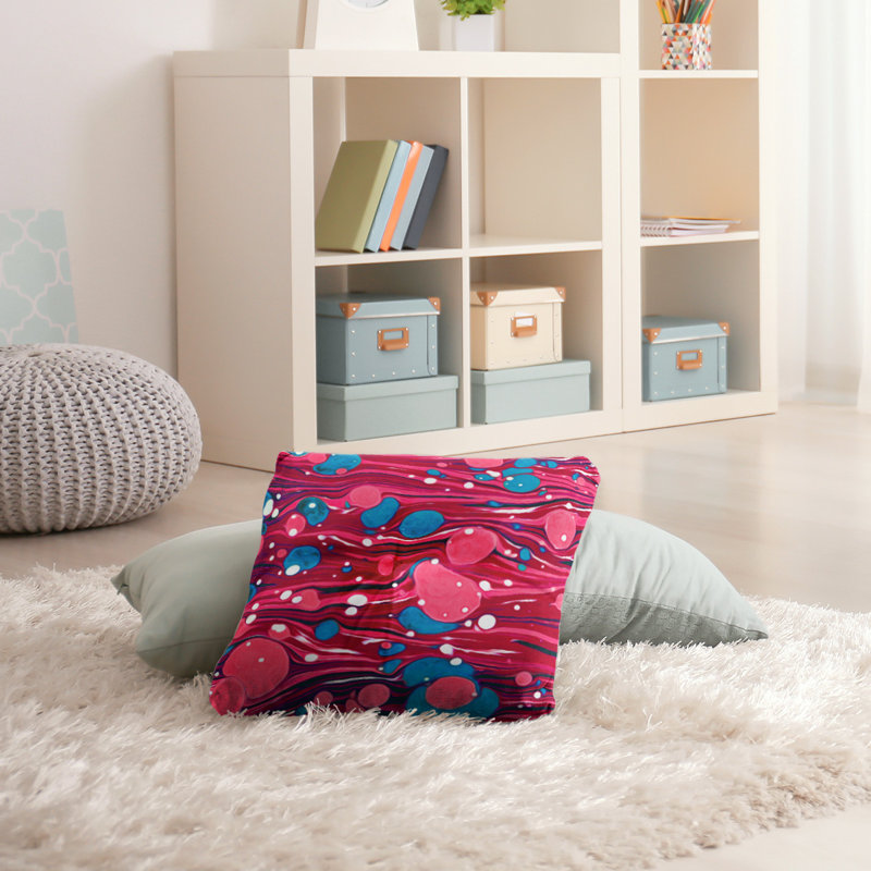 Coussin de plancher tourbillons, 26 po x 26 po, Rose / Bleu