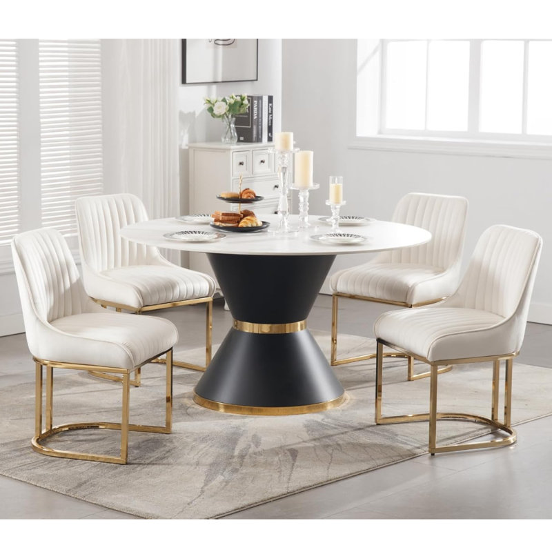 47cm H Velvet Upholstered Metal Accent, White