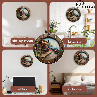 Ocean View Cafe Seaside Wooden Wall Clock