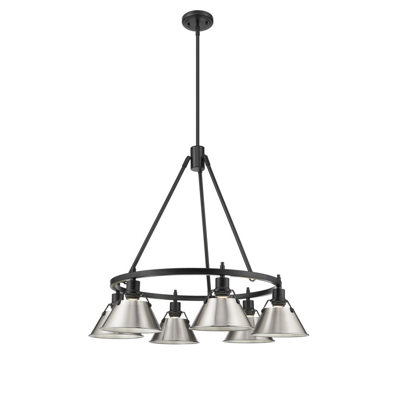 Felda 6 - Light Steel Dimmable Cone Chandelier, Pewter, Matte Black
