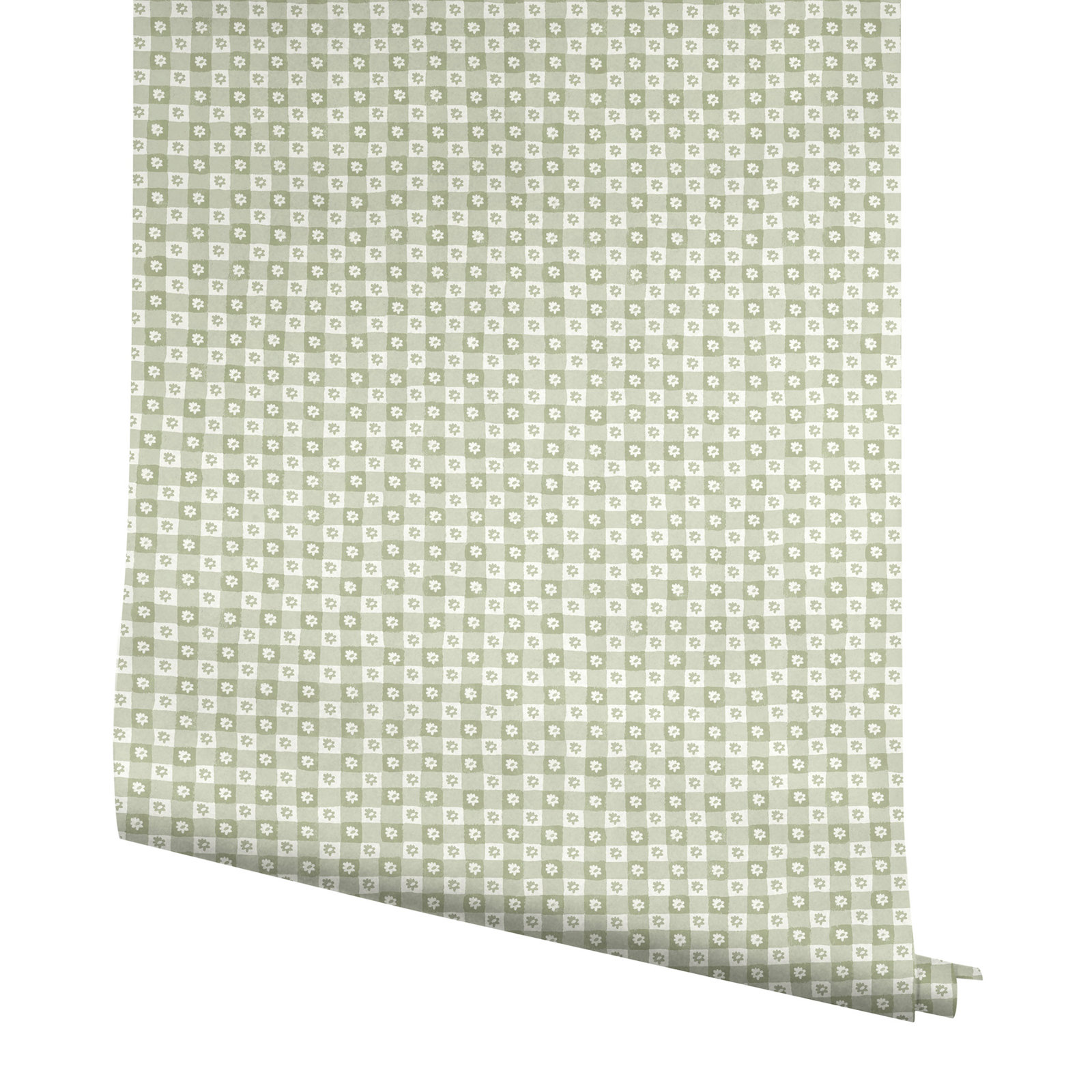 Daisy Gingham Self-Adhesive Roll, Green