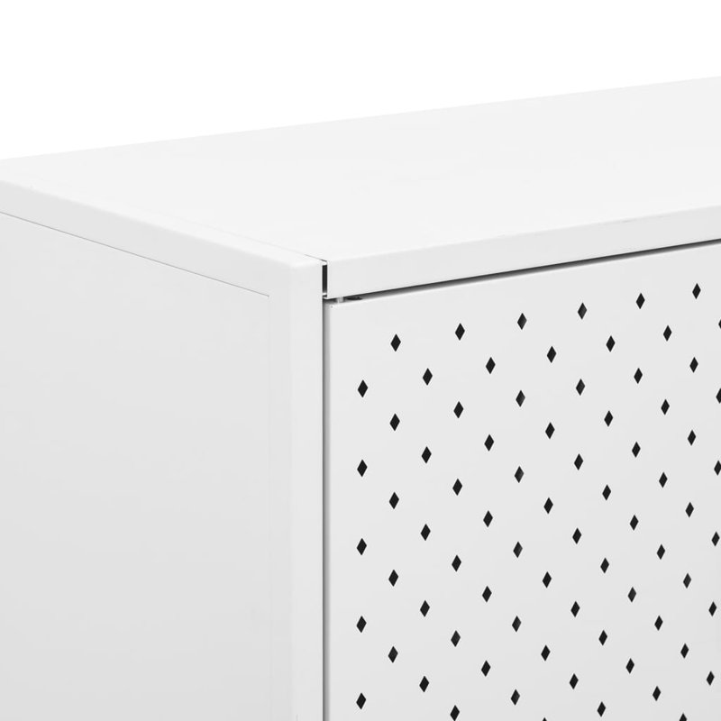 Modern White Steel Highboard Storage Cabinet with Adjustable Levellers
