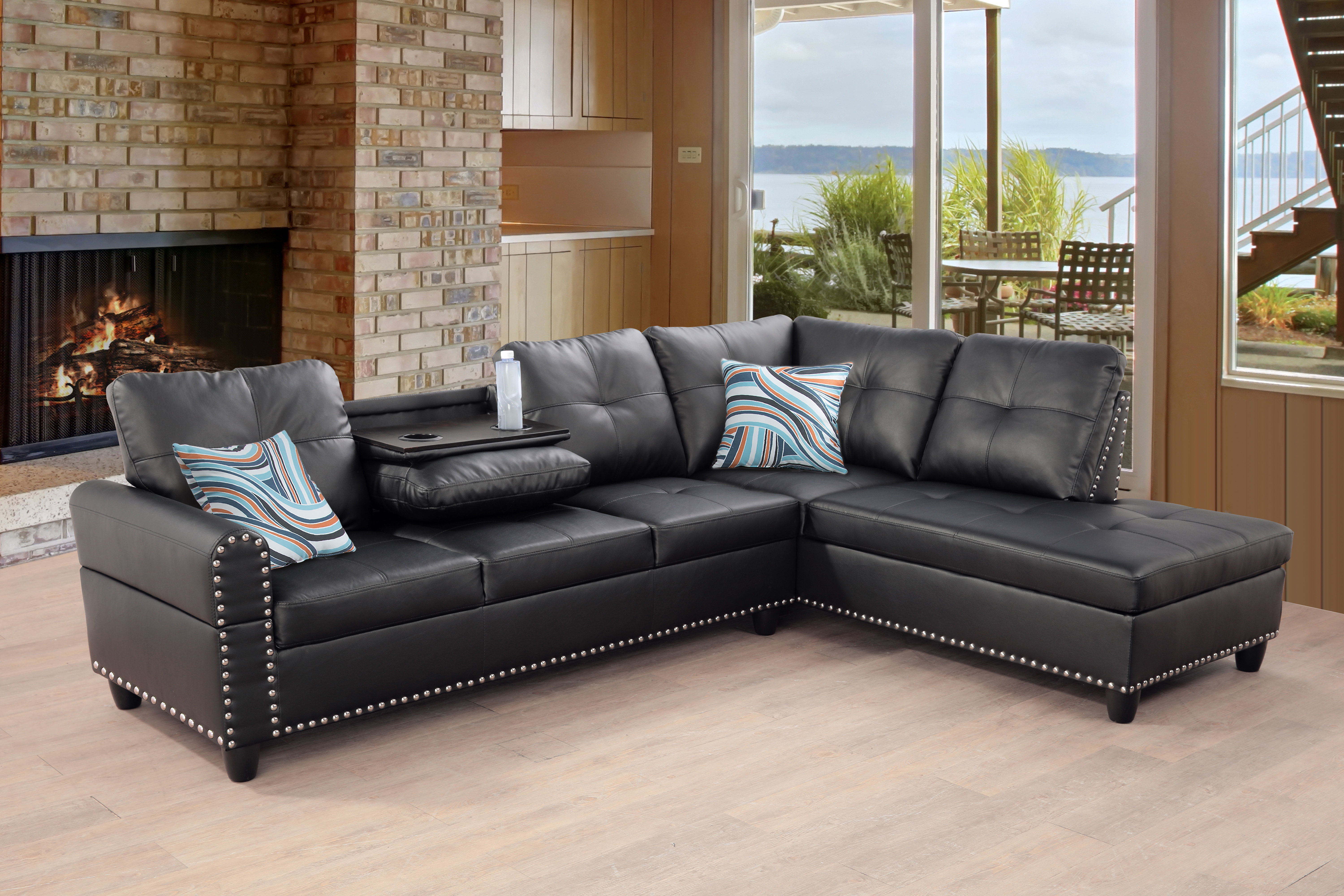 Wade Logan Braelynne Drop Down Table Sectional Sofa & Reviews Wayfair