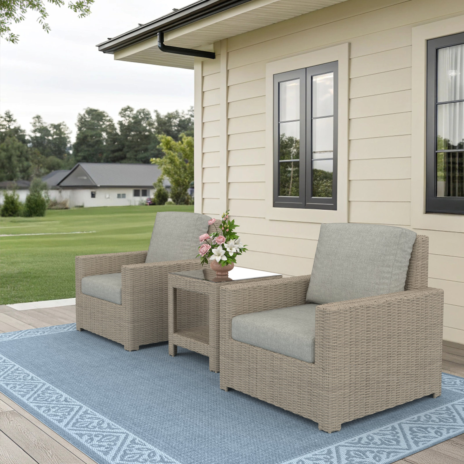 Henri 2-Person Sunbrella® Patio Seating Group, Canvas Granite