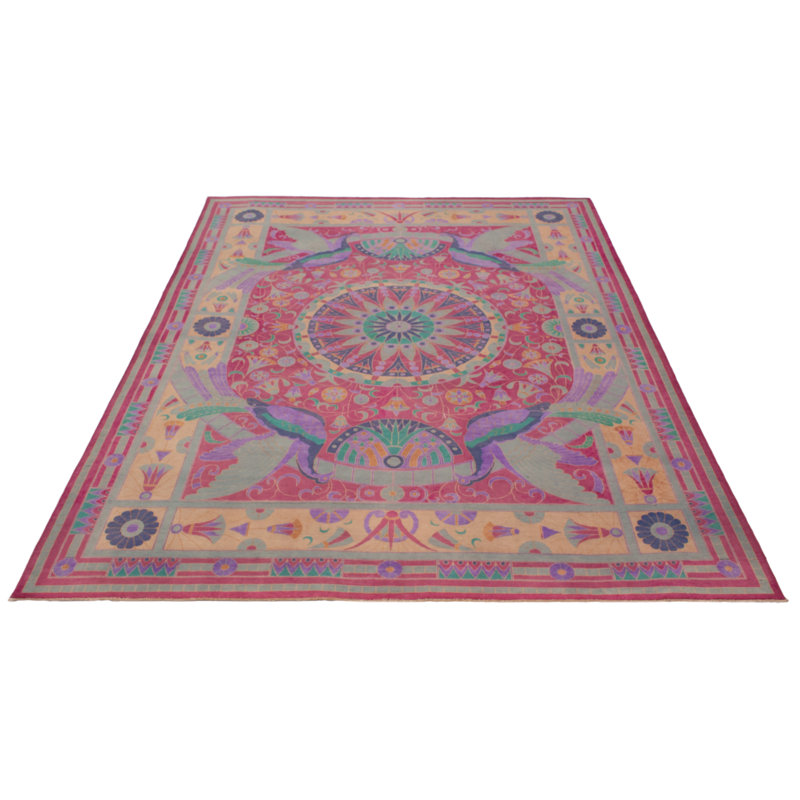 Tapis rectangulaire unique en laine 9 pi x 11 pi 11 po Abiha