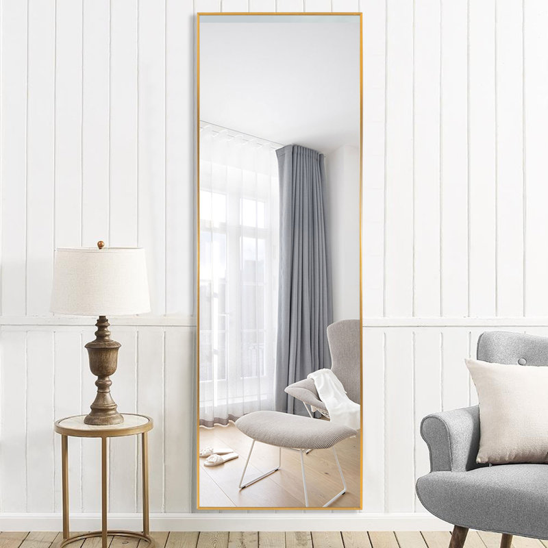Betzalel Metal Flat Mirror, Gold, 43" x 16"