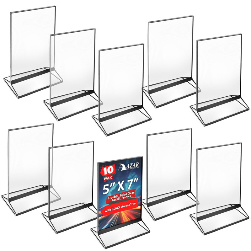 Cadres en acrylique transparent double face avec garniture décorative 5 po de largeur x 7 po de hauteur, paquet de 10