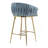26'' Counter Height Bar Stools Set Of 2 Kitchen Island Counter Bar Stool With Hand- Wave Back, Golden Chromed Base And Footrest(BLUE)