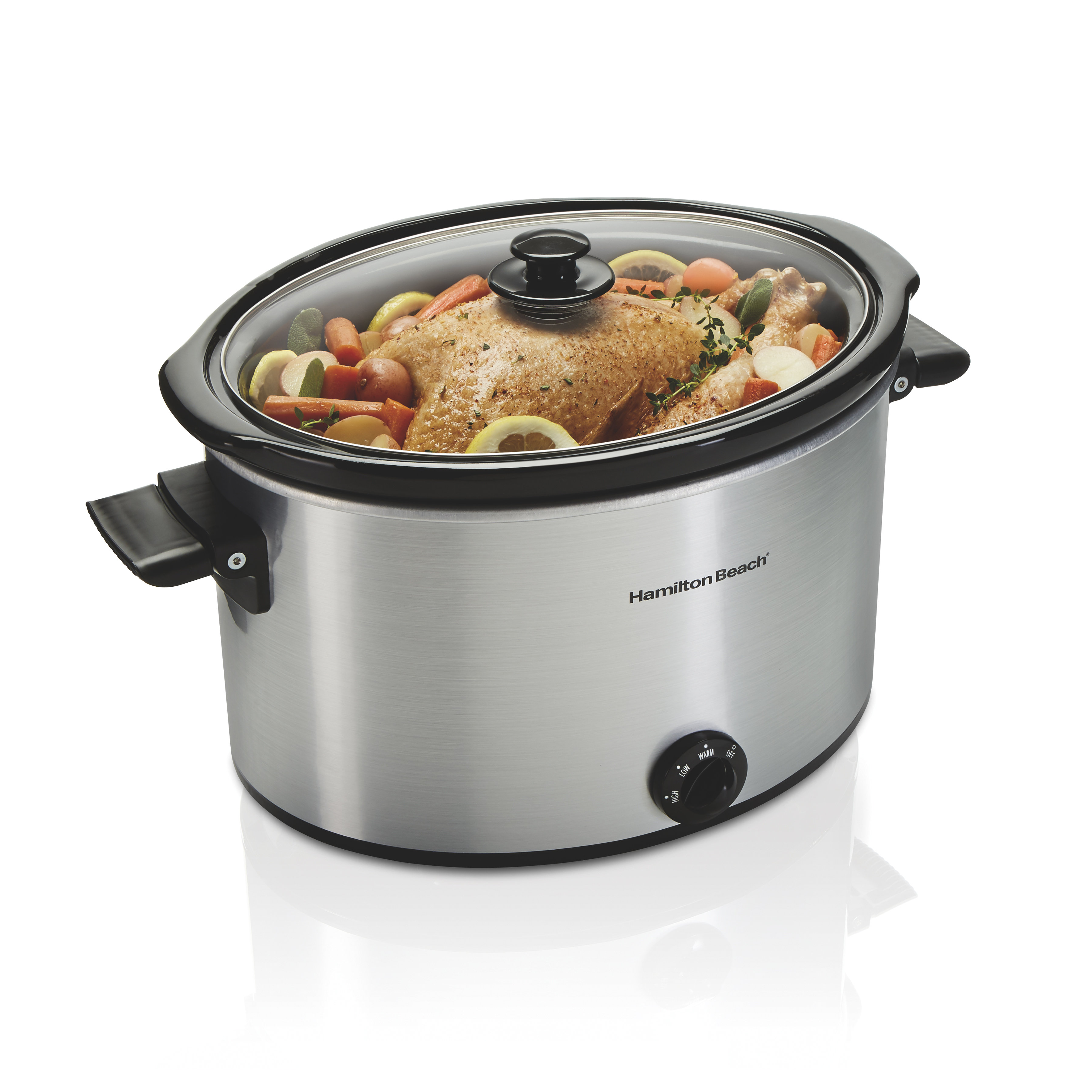 Hamilton Beach 2 in 1 6 qt. Stainless Steel Slow Cooker with Air Fry Lid, Silver