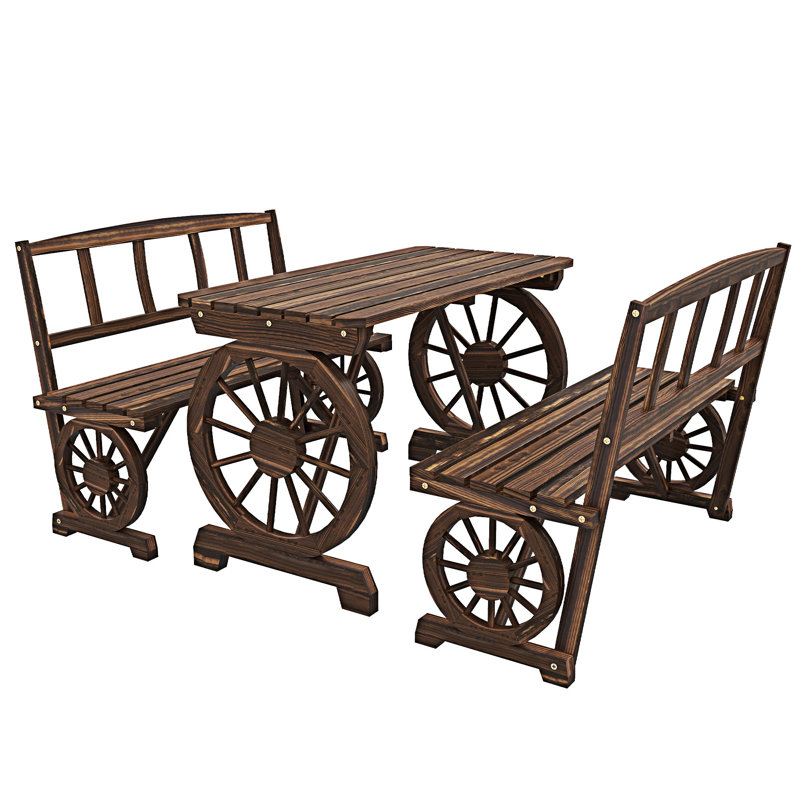 Ensemble de table de patio et banc de salle à manger en bois