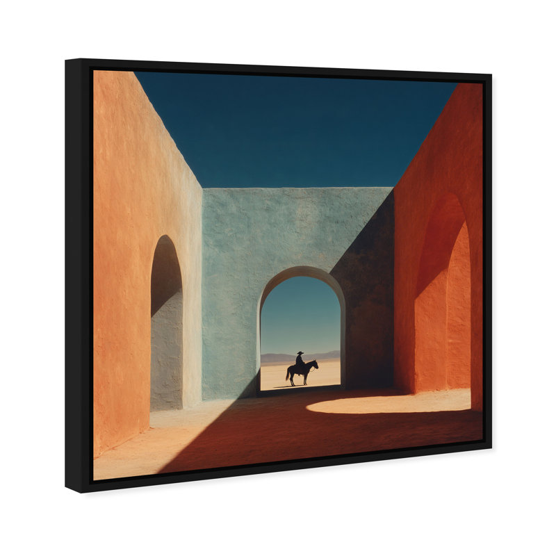 Cobalt Frontier Print by Oliver Gal, 25"H x 25"W, Black Floater Frame